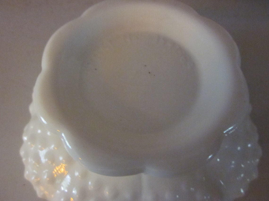 Fenton Hobnail Candle Bowl Fenton Milk Glass Vintage Glass Etsy