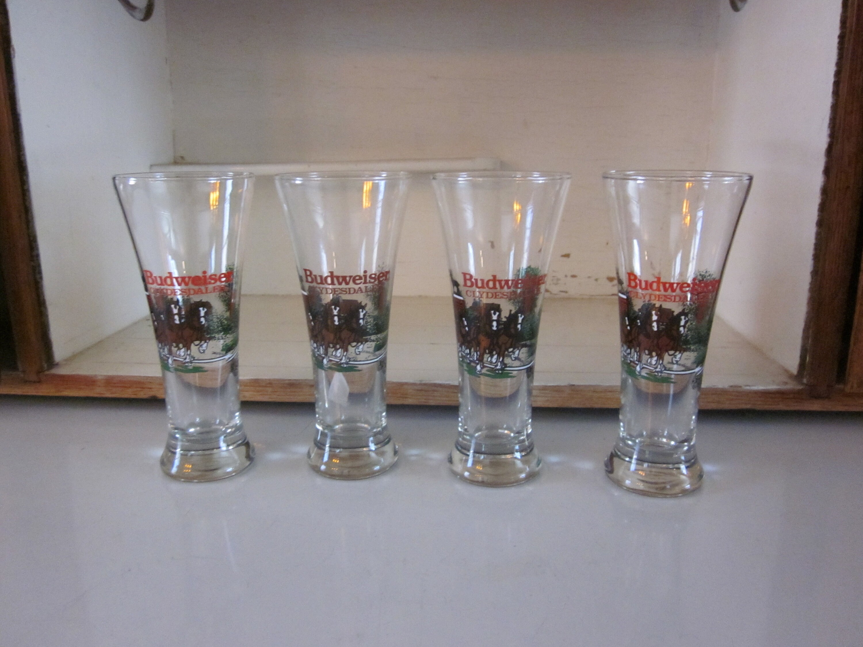 Budweiser Clydesdales Pilsner Glasses Set of 4 1991 Anheuser Budweiser Clydesdales Pilsner Glasses Set of 4 1991 Anheuser