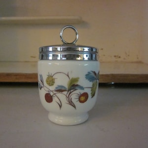 Royal Worcester large double egg coddler Strawberry Fair with butterfly egg coddler breakfast porcelain egg coddler