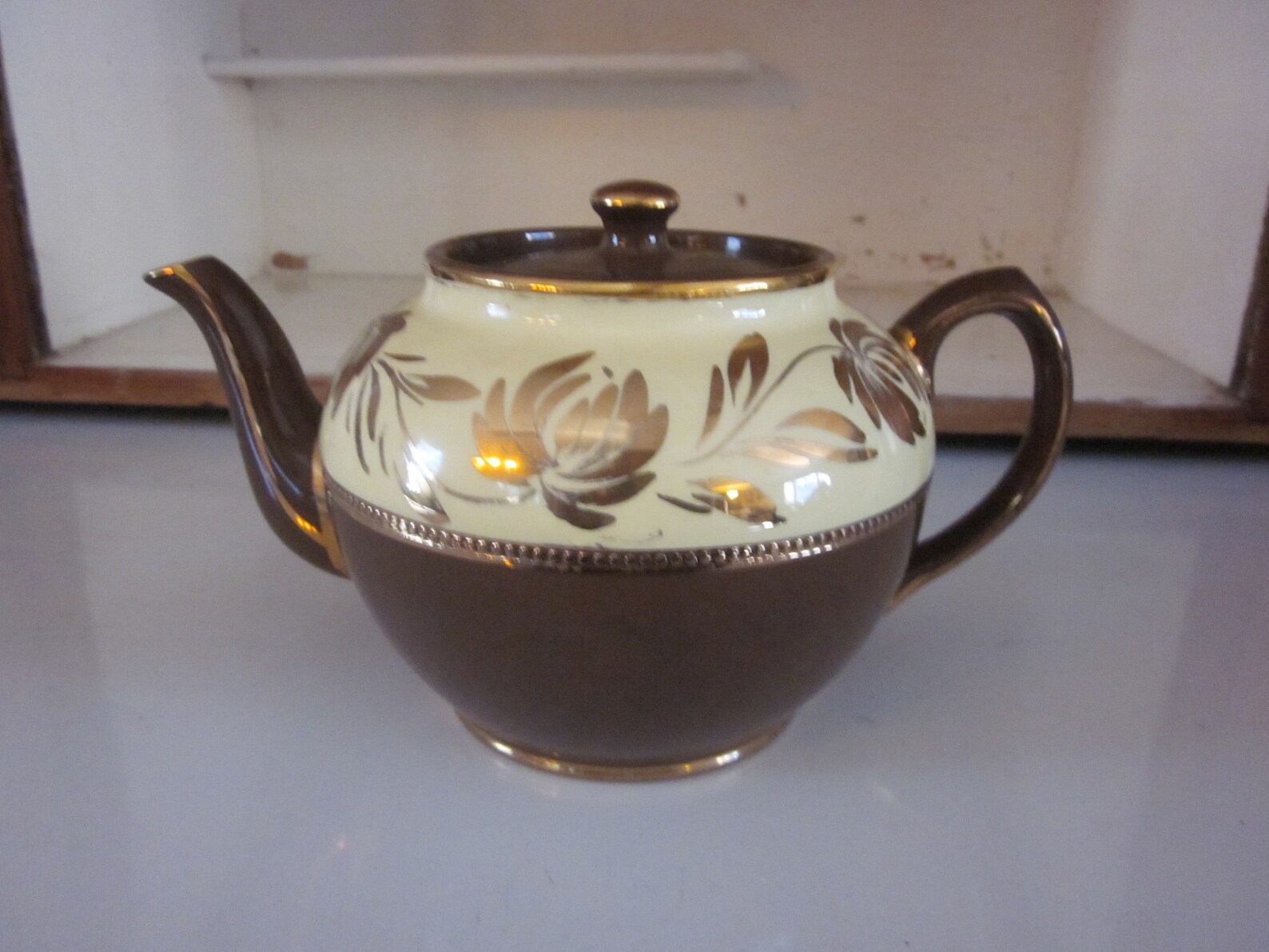 Sadler Brown Gold and Cream Teapot Vintage Sadler Teapot Etsy