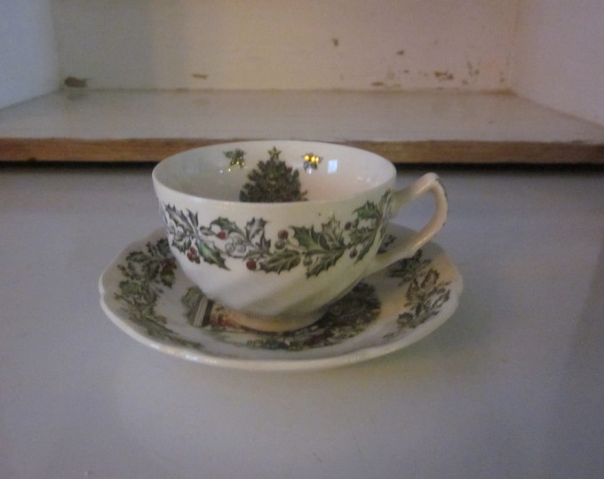 Johnson Brothers Merry Christmas Teacup and Saucer Johnson Brothers Christmas China Holiday