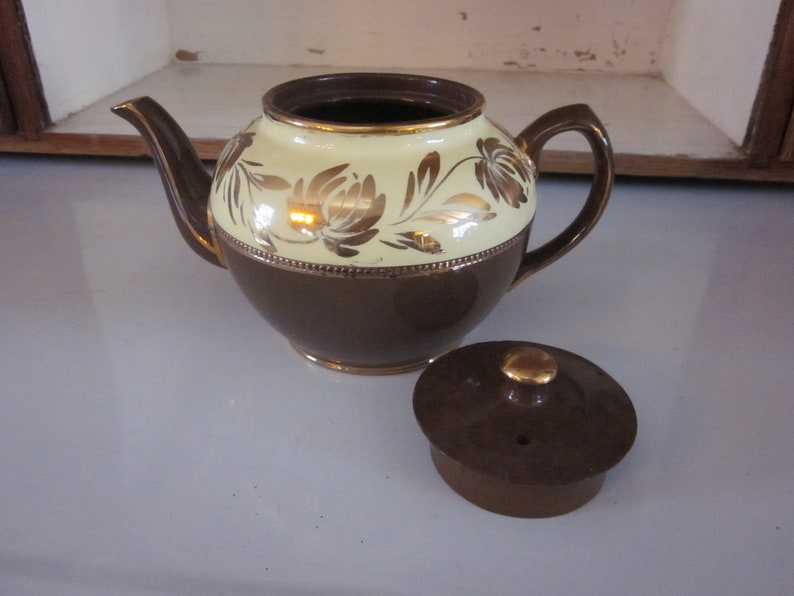 Sadler Brown Gold and Cream Teapot Vintage Sadler Teapot Etsy