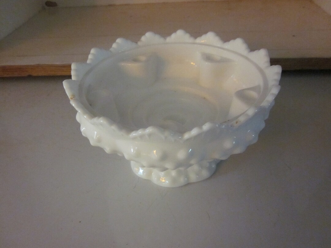 Fenton Hobnail Candle Bowl Fenton Milk Glass Vintage Glass Etsy