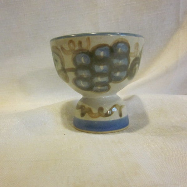 Louisville Stoneware egg cup, small goblet, Louisville grapes