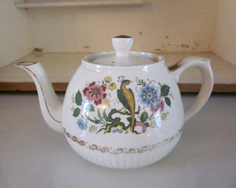 Ellgreave Wood and Sons vintage teapot pheasant bird detail vintage teapot Arthur Wood England