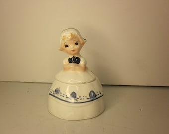 Vintage Dutch girl sugar bowl mustard pot honey pot sugar bowl condiment server blue and white china