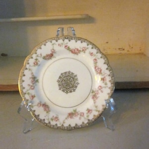 Imperial China Austria rose plate bread plate dessert plate shabby chic pink roses gold detail
