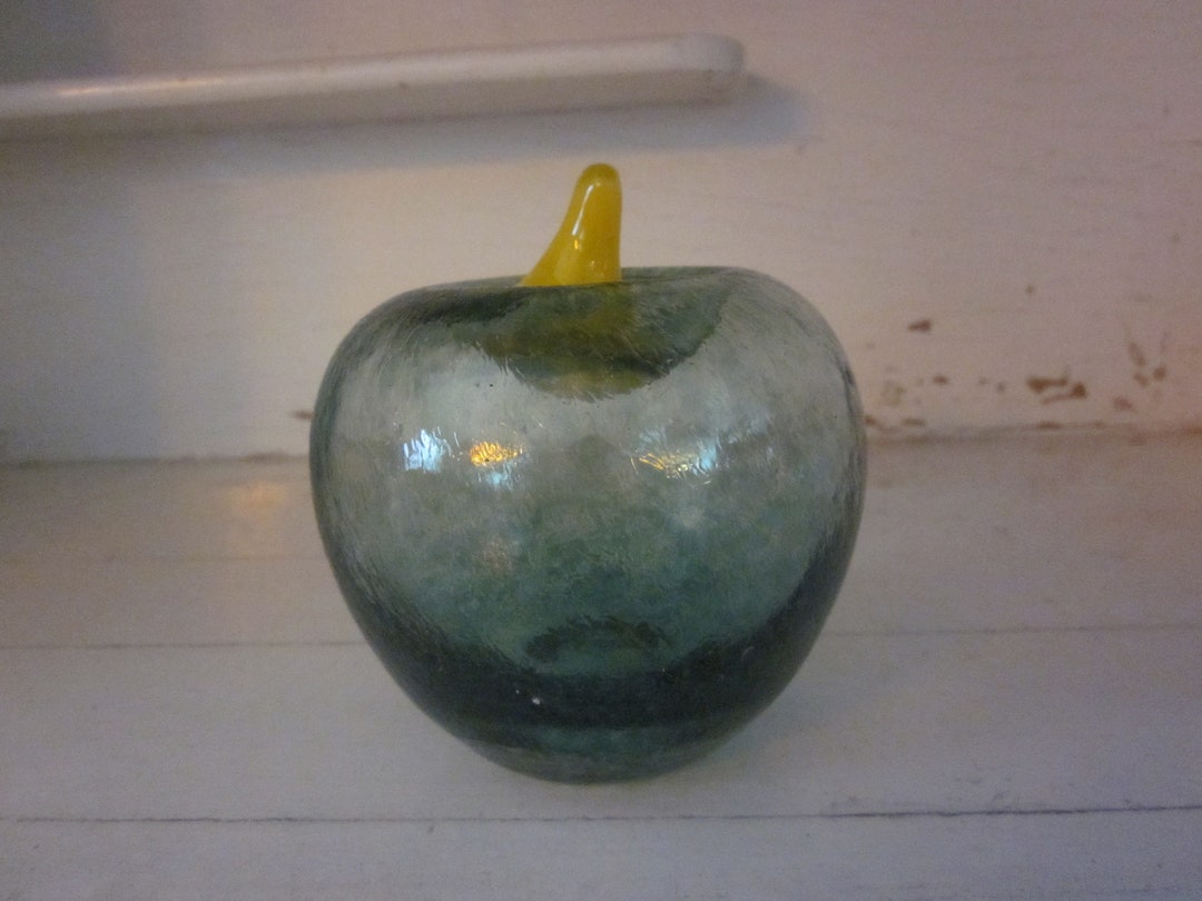 Blown Glass Green Apple Art Glass Apple Vintage Glass Apple Home Decor ...