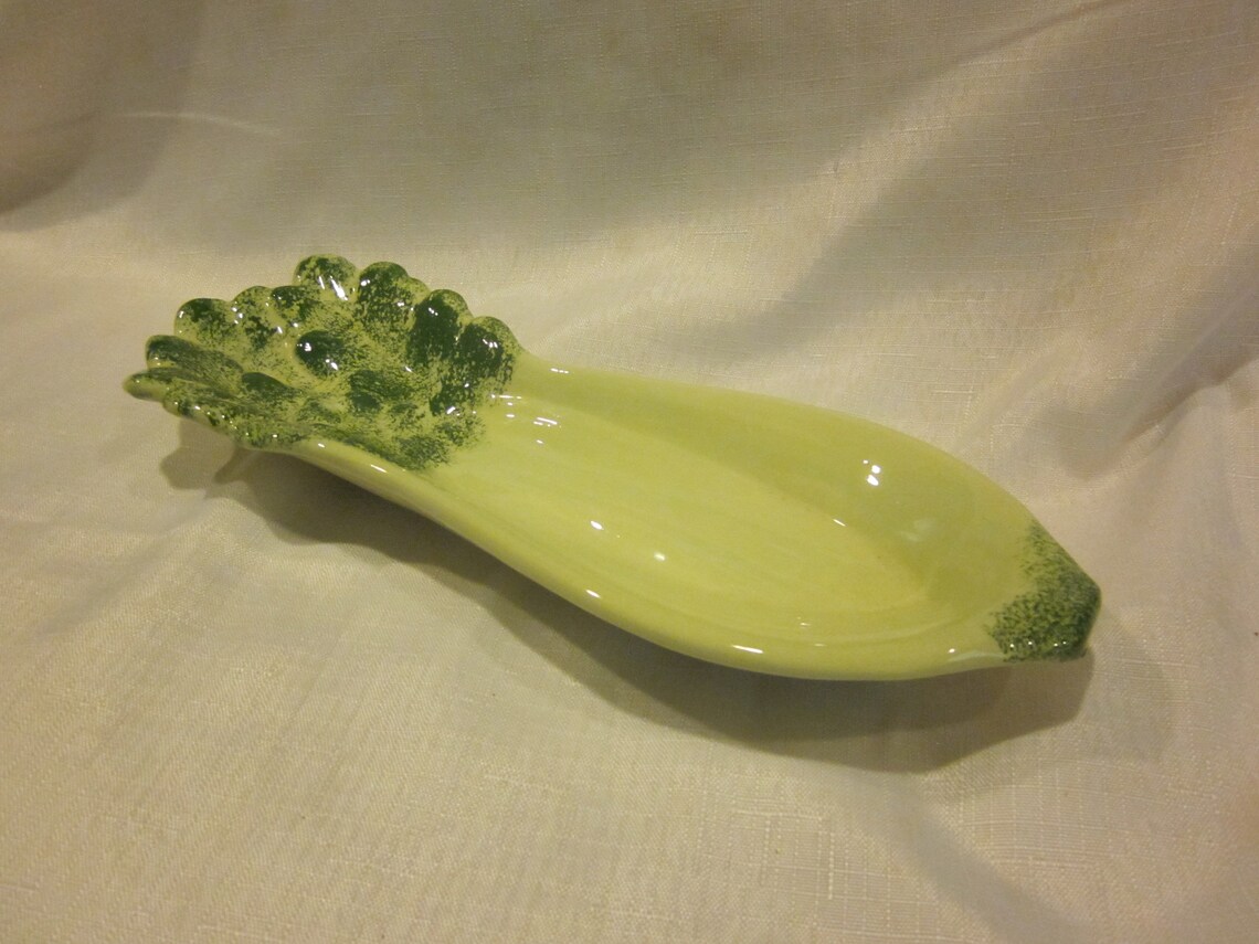 Vintage Ceramic Celery Dish Platter 1962 Hand Painted Etsy