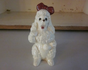 Figura de caniche de Nippon Yoko Boeki, lazo rojo, coleccionable japonés