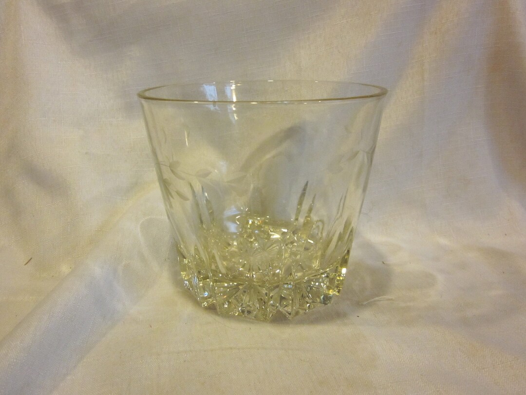 Princess House Etched Glass Ice Bucket Vintage Glass Ice Bucket 1970s