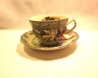 Johnson Brothers cup and saucer, from The Friendly Village pattern, The Ice House  England
