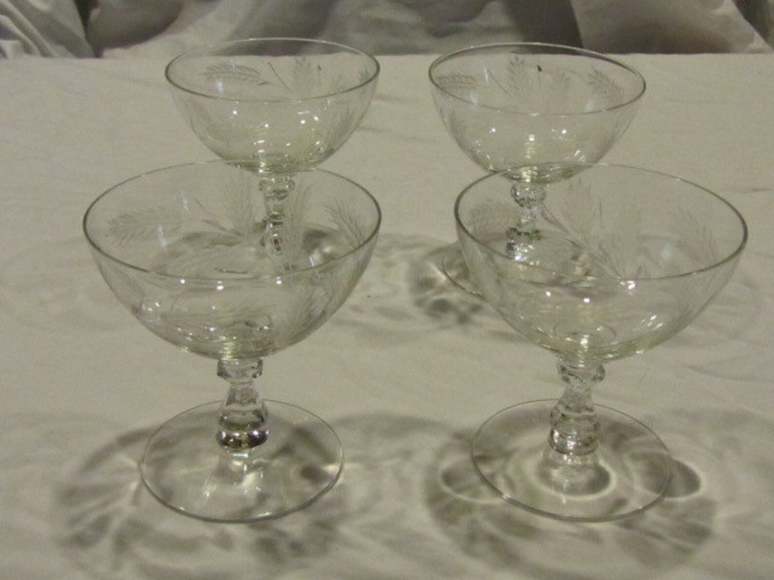 Vintage Etched Glass Goblets Etsy