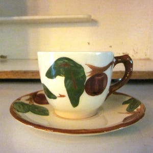 Franziskaner Keramik Apfel Tasse mit Untertasse Vintage Franziskaner USA Keramik