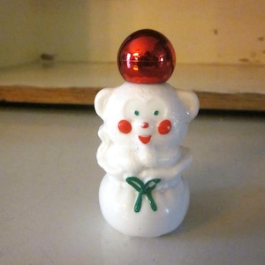 Avon white bear perfume bottle bear in Christmas bag held Cotillion cologne vintage perfume bottle vintage Avon Christmas