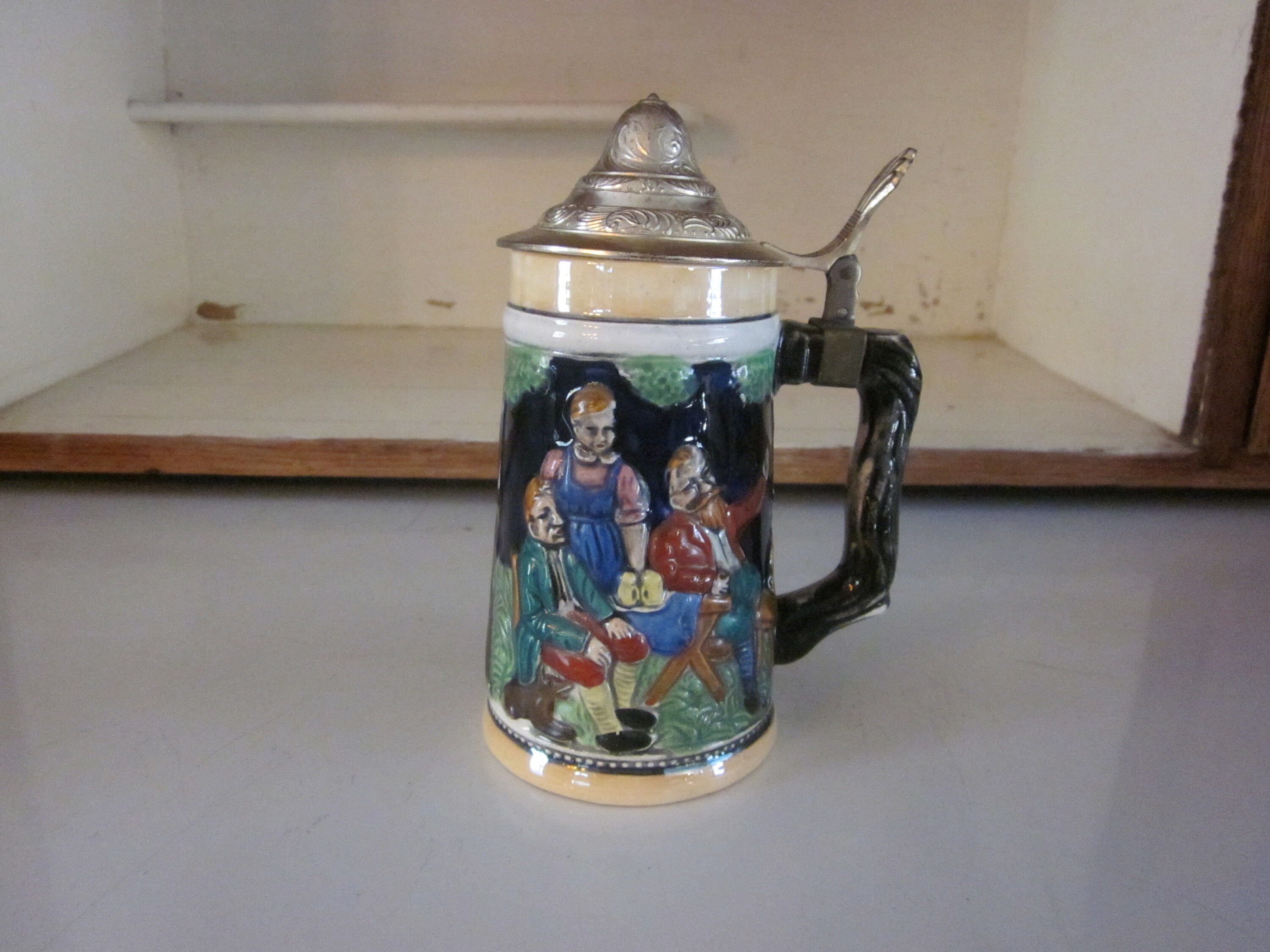 Vintage Schloss Lembeck Beer Stein With Pewter Lid, German Ceramic