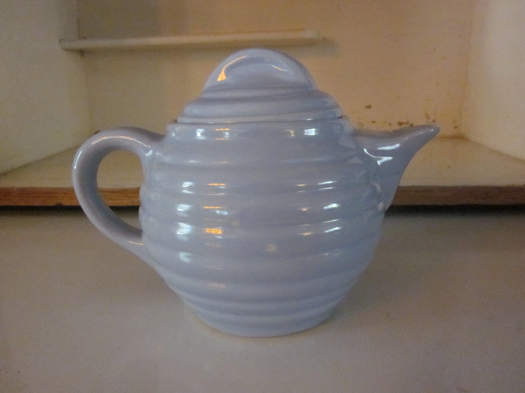 Blue Gonder Pottery Beehive Teapot Vintage Periwinkle Blue Ceramic