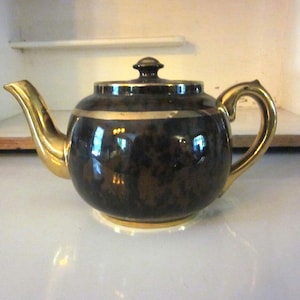 Brown and gold Burslem Sudlow brown betty teapot vintage teapot England