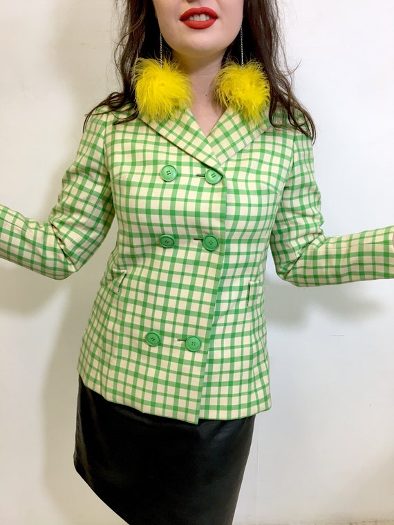 Lime Green Retro Print 60s Clueless Jacket