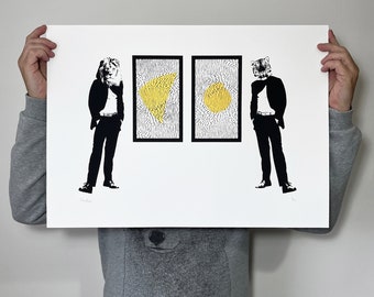 Lion and Tiger Abstracts – Screen Printed Poster - Metallic Gold and Black Wall Art