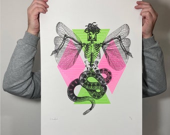 Neon 'Medusa V4' Screen Printed Poster