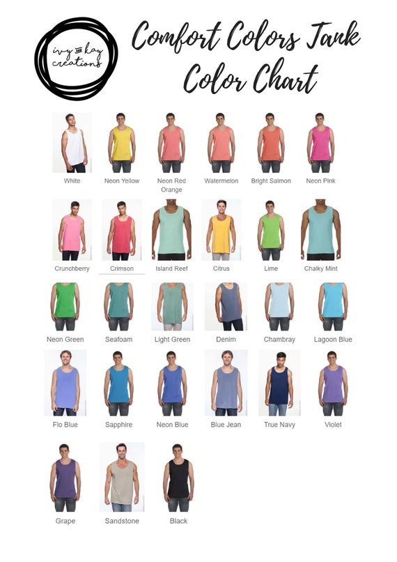 Comfort Colors Tank Top Color Chart