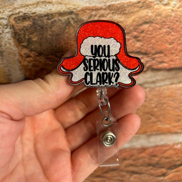 You serious Clark badge reel, Christmas badge reel, gift idea, Christmas, badge holder, retractable reel, ID holder, Interchangeable