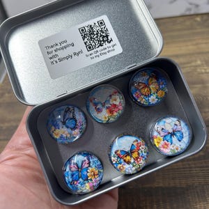 Butterfly Glass Cabochon Magnets (Set of 6) - Decorative Fridge Magnets