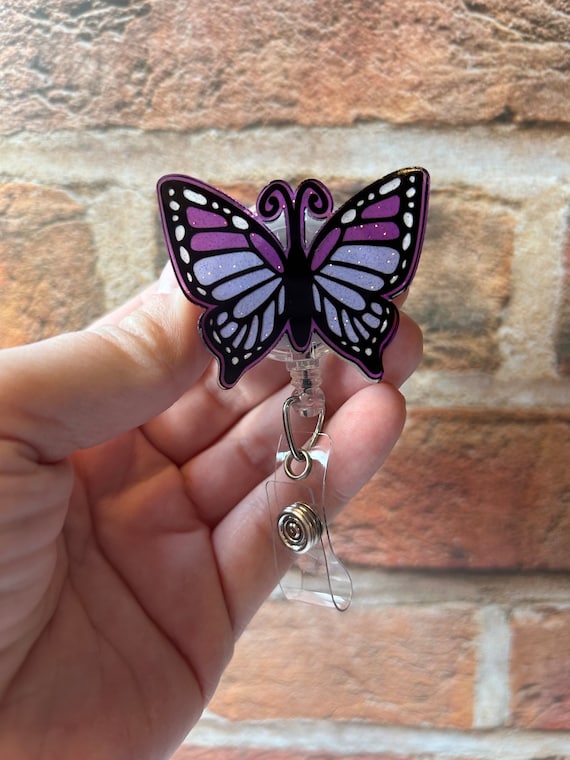 Purple Butterfly Badge Reel, Butterfly Badge Reel, ID Holder