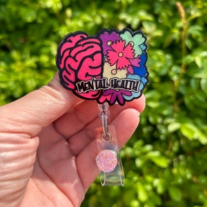 Mental Health badge reel, mental, health, badge holder, psychiatrist, psych, retractable reel, cute badge reel, Interchangeable