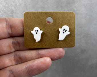 Handmade Ghost Stud Earrings, Ghost earrings, Halloween Jewelry