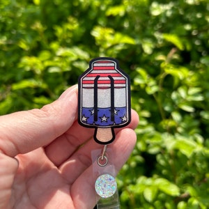 America popsicle badge reel, Summer, Popsicle, ID holder, Badge holder, Gift idea, Retractable reel, Cute badge reel, Interchangeable