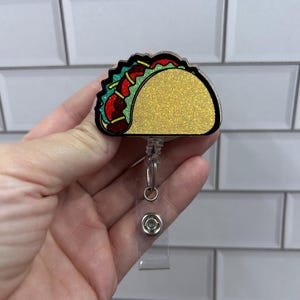Taco badge reel, Taco, Taco lover, Food badge reel, ID holder, Retractable reel, Gift Idea, Badge holder, Interchangeable