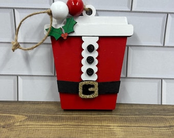 Hand-Painted Wood Christmas Ornament Gift Card Holder, Rustic Holiday Decor