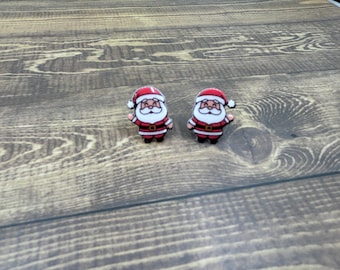 Handmade Santa Stud Earrings | Christmas Holiday Jewelry