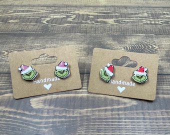Handmade Santa grinch earrings