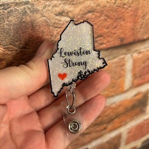 Lewiston Strong badge reel, Maine, Lewiston Maine, badge holder,  retractable reel, ID holder, interchangeable