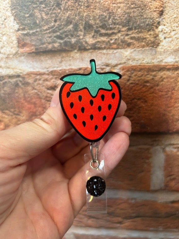 Strawberry Badge Reel, Summer, Cute Badge Reel, Strawberry, Summer