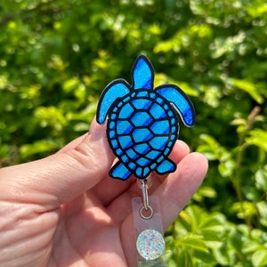 Sea turtle badge reel, badge reel, acrylic badge reel, badge holder, nurse, medical assistant, doctor, CNA, retractable reel