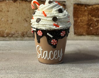 Handmade Mini Hot Cocoa Christmas Ornament – Whimsical Holiday Decor