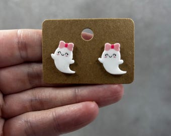 Handmade Ghost Stud Earrings, Ghost earrings, Halloween Jewelry