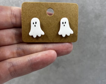Handmade Ghost Stud Earrings, Ghost earrings, Halloween Jewelry