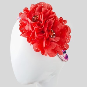 CHELSEA Pink Floral Headband Fascinator | Netting & Diamante Embellishment | Wedding and Races Millinery