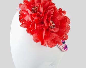 Faixa de cabeça floral rosa CHELSEA | Enfeite de rede e diamantes | Chapelaria para casamentos e corridas