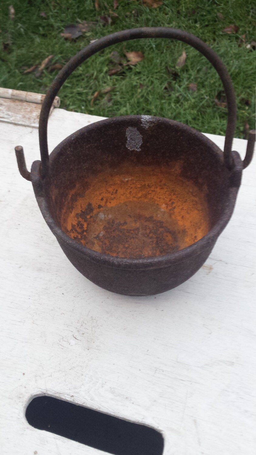 Antique Primitive Smelting Pot Cast Iron Smelting Pot