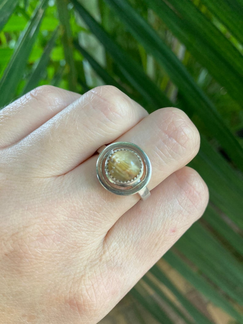 gift for her 925 silver Rutilated quartz and sterling silver ring ring for her
