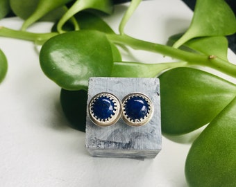 Lapis lazuli stud earrings, earrings for her, silver earrings, blue stone, sterling silver