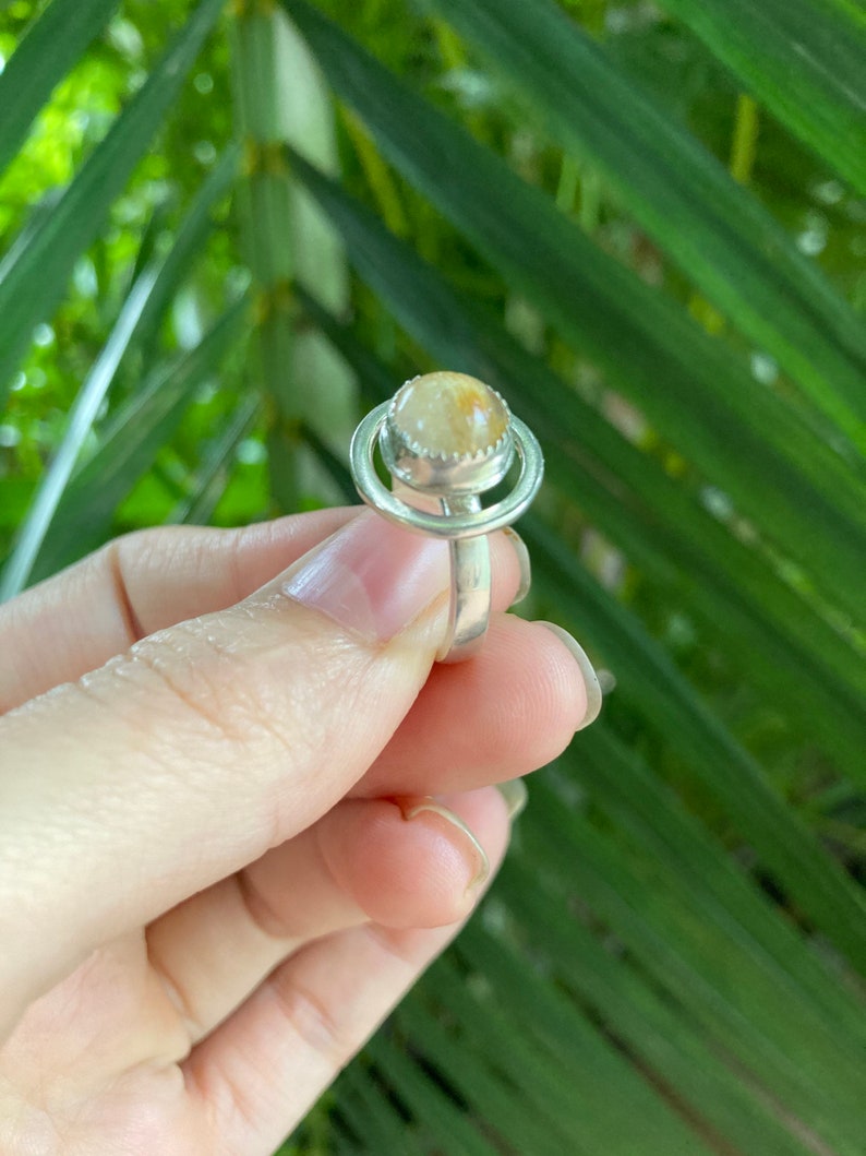 gift for her 925 silver Rutilated quartz and sterling silver ring ring for her