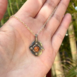 Colgante de cornalina naranja y plata, collar de plata