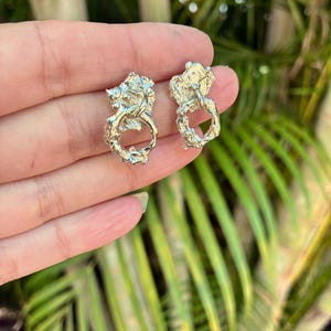 Recycled Sterling Silver Molten Earrings, Freeform Dangle Earrings